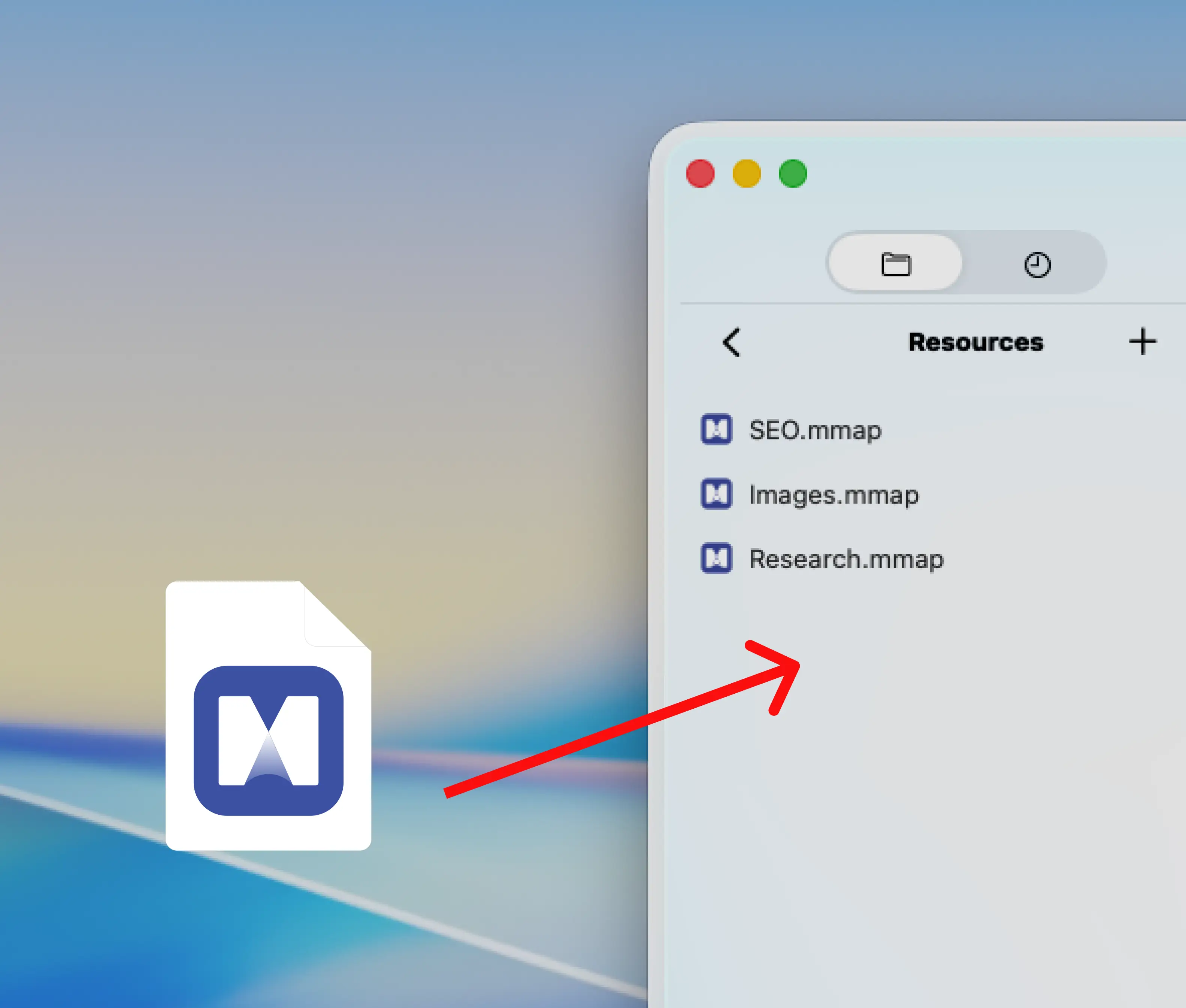 Organize mind map files in folders and set read-only mind maps